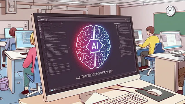 生成AIによる、生成AIで作業するイメージ。