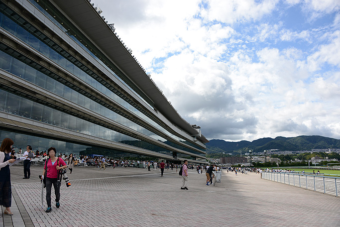 下から見た競馬場の建物